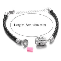 Leather/Stainless Steel Aromatherapy Barrel Bracelet - 12 Options