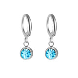 Stainless Steel Birthstone Hoop Earrings - 2 Colours - 12 Options
