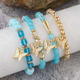 4Pcs Butterfly Beaded Bracelet Set - 7 Colours