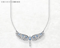 925 Sterling Silver Phoenix Wing Blue CZ Necklace/ Bracelet/ Set