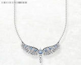 925 Sterling Silver Phoenix Wing Blue CZ Necklace/ Bracelet/ Set