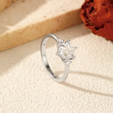 925 Sterling Silver Hexagon Cubic Zirconia Ring