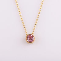Stainless Steel Round Birthstone Pendant Necklace - 2 Colours - 12 Options