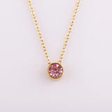 Stainless Steel Round Birthstone Pendant Necklace - 2 Colours - 12 Options
