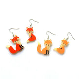 Orange And Red Fox Acrylic Drop Earrings