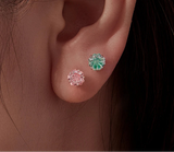 925 Sterling Silver Sakura Cut Screw-back Ear Stud Earrings - 2 Colours