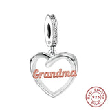 925 Silver Female Family Hanging Heart Charm - 5 Options