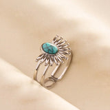 Stainless Steel Turquoise Colour Open Ring - 56 Options