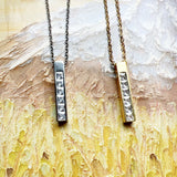 925 Sterling Silver Rectangle CZ Necklace - 2 Options - 2 Colours