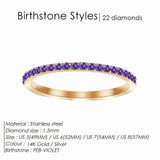 Stainless Steel Birthstone Crystal Eternity Ring - 2 Options