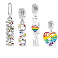 925 Sterling Silver Rainbow Love/Family Hanging Charm - 4 Options