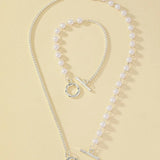 Stainless Steel Faux Pearl T Bar Set - 2 Colours