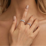 925 Sterling Silver CZ Heart Wing Ring - 2 Colours