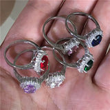 925 Sterling Silver CZ Classic Engagement Ring - 6 Colours