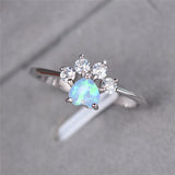 Fashion Created Opal/CZ Paw Ring - 3 Colours