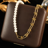 Stainless Steel Asymmetric Gold Colour Necklace - 9 Options