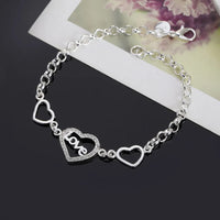 925 Sterling Silver Crystal Love Heart Bracelet