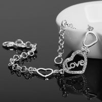 925 Sterling Silver Crystal Love Heart Bracelet