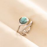 Stainless Steel Turquoise Colour Open Ring - 56 Options