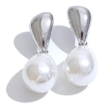 Stainless Steel Simulated Pearl Geometric Drop Earrings - 2 Options