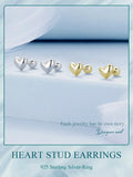 925 Sterling Silver Mini Heart Stud Earrings - 2 Colours