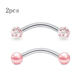 2pcs 16G Surgical Steel Curved Barbell Body Jewellery - 14 Options - 3 Sizes