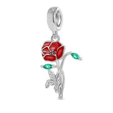 925 Sterling Silver Flower Hanging Charm - 17 Options