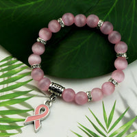 Fashion Natural Stone Pink Ribbon Bracelet - 6 Options