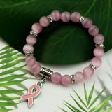 Fashion Natural Stone Pink Ribbon Bracelet - 6 Options