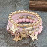 4Pcs Butterfly Beaded Bracelet Set - 7 Colours