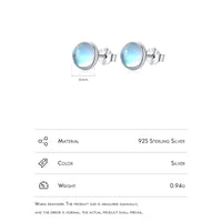 925 Sterling Silver Round Moonstone Stud Earrings - 3 Sizes