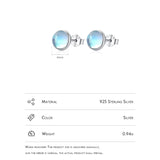 925 Sterling Silver Round Moonstone Stud Earrings - 3 Sizes