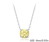 925 Sterling Silver Rose Cut Light Yellow CZ Octagon Necklace - 2 Options