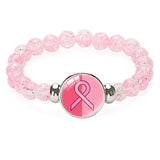Fashion Breast Cancer Awareness Pink Ribbon Beaded Bracelet  - 8 Options