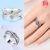 925 Sterling Silver Multi Strand Heart Ring