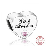 925 Silver Pink CZ Family Heart Charm - 50 Options