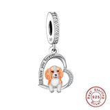 925 Silver Love You Forever Dog Hanging Charm - 33 Options