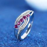925 Sterling Silver Red/Clear CZ Ring
