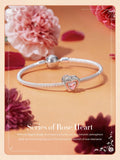 925 Sterling Silver Rose Gold Accent Love Heart Bead Charm