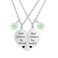 2 PCS Stainless Steel Sisters/Mum/Daughter/Best Friends Daisy Heart Necklaces - 7 Options