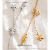 Stainless Steel CZ Octopus Seahorse Starfish Necklace - 2 Colours