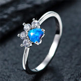 Fashion Created Opal/CZ Paw Ring - 3 Colours
