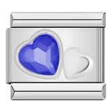 Stainless Steel Two Heart CZ Italian Charm - 9 Options