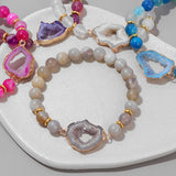 Handmade Natural Druzy Quartz Crystal Bracelet - 5 Options