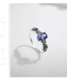 925 Sterling Silver Vintage Style CZ Tanzanite Colour Ring