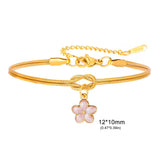 Stainless Steel Flower Knot Double Snake Chain Bracelet - 10 Options