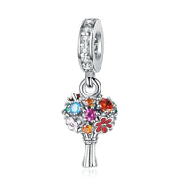 925 Sterling Silver Flower Hanging Charm - 17 Options
