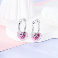 925 Sterling Silver Layered Pink Hearts Earrings