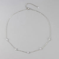 Stainless Steel 4 Leaf CZ Necklace - 2 Colours - 2 Designs