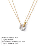 Stainless Steel Smooth Circle Double Chain Necklace - 3 Options